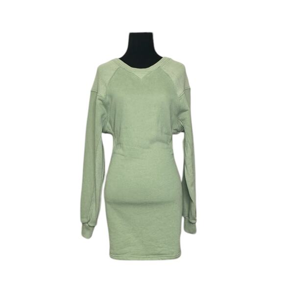 EVNL green long sleeves open back mini dress size Small - Picture 12 of 16